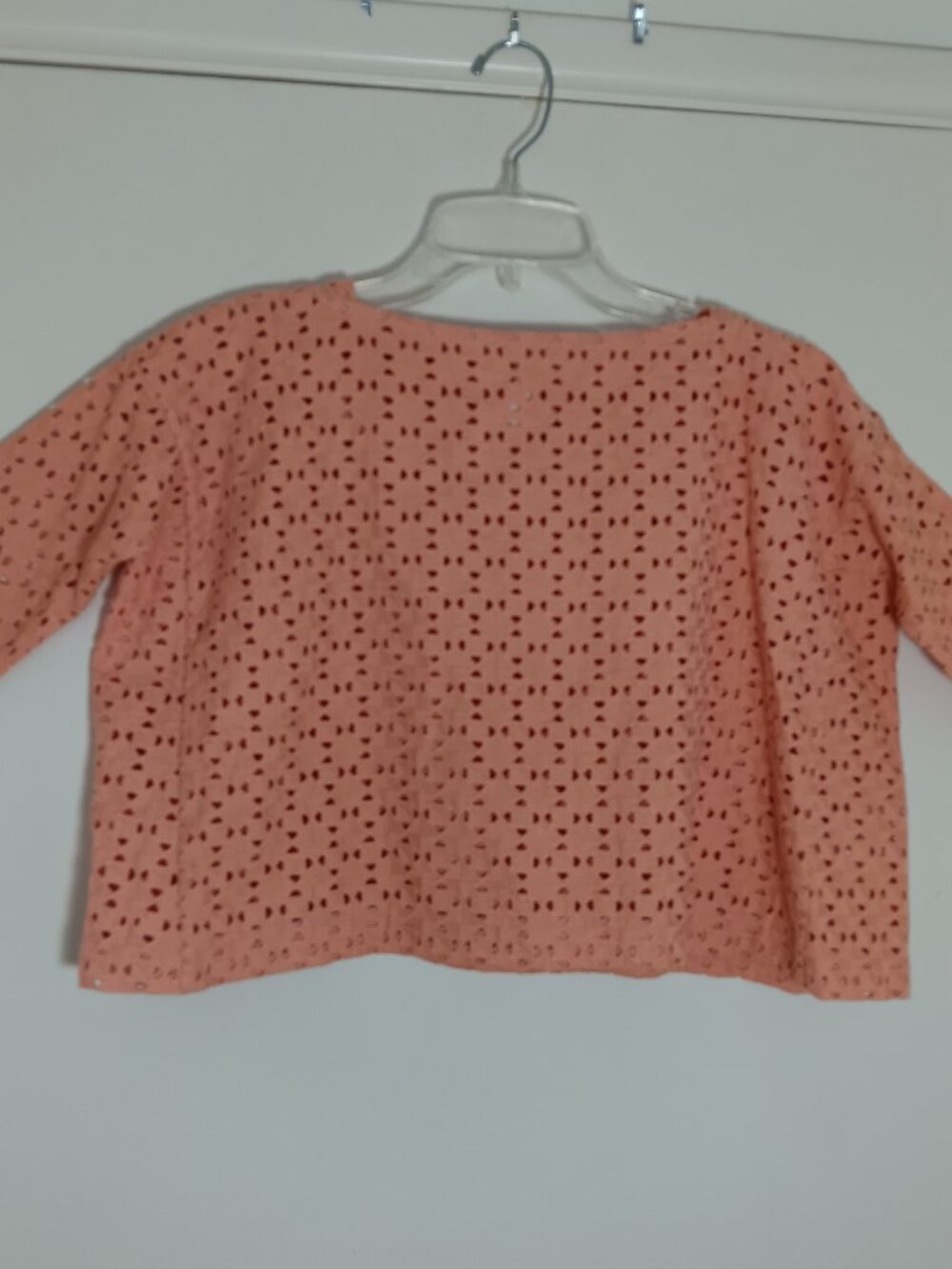 Tia Cibani kids girls 5/6 coral eyelet cotton blouse top 3/4 sleeve